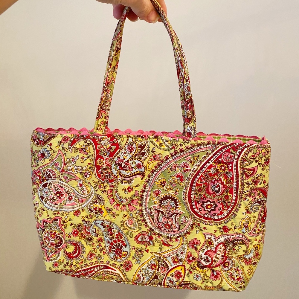 Vera Bradley Pink & Green Paisley Silk Handbag